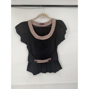 Y2K Sweet Sinnamon Puff Shoulder Women‎ S Black Top Whimsigoth Dark Coquette